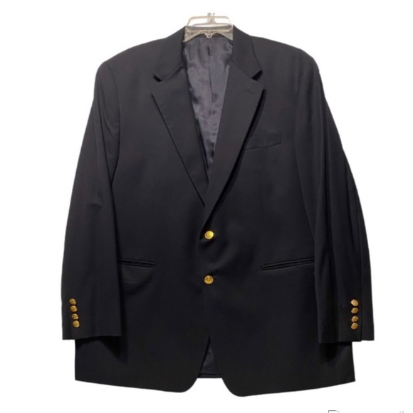 Y2K Sophisticated LRL Suit Coat Old Money WoolMark Full Lined Plus Size M48 Blue - Picture 1 of 12